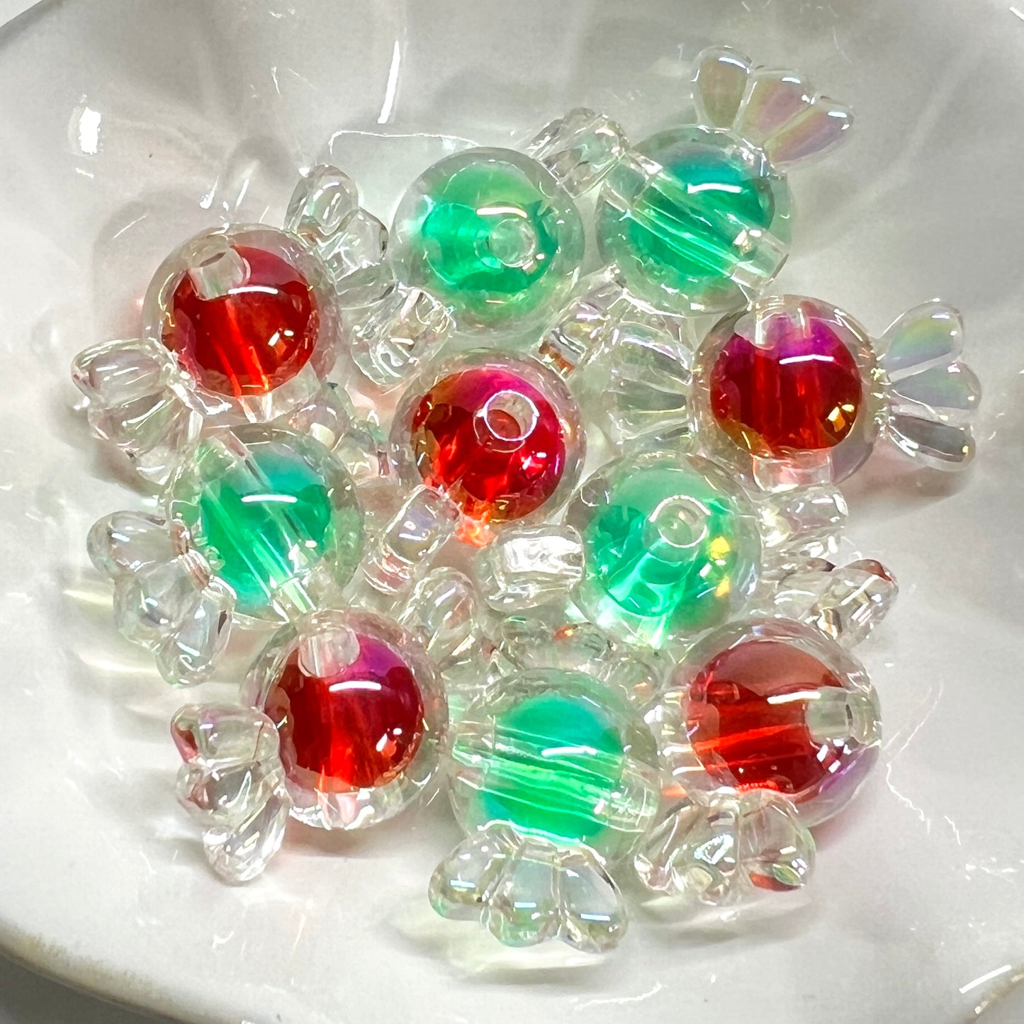 Double Layer Christmas Candy Bead Mix For Pens and Jewelry | Loose Beads | Acrylic | QTY: 10 pcs