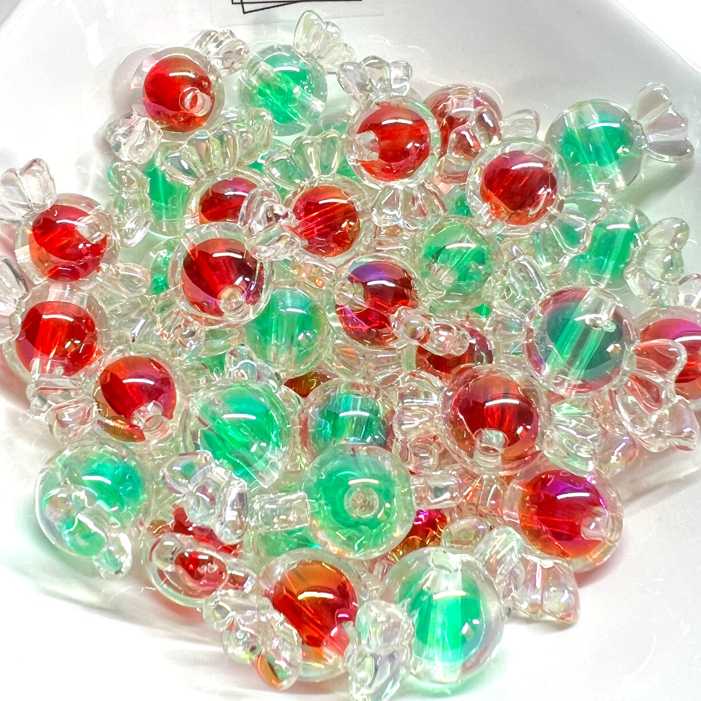 Double Layer Christmas Candy Bead Mix For Pens and Jewelry | Loose Beads | Acrylic | QTY: 10 pcs