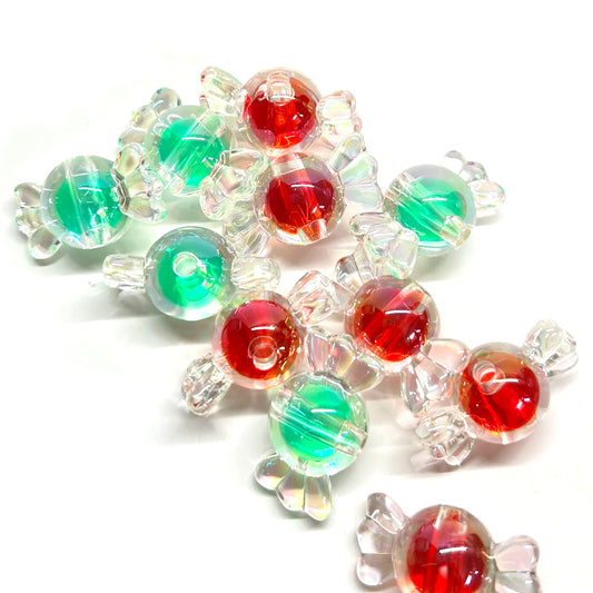 Double Layer Christmas Candy Bead Mix For Pens and Jewelry | Loose Beads | Acrylic | QTY: 10 pcs