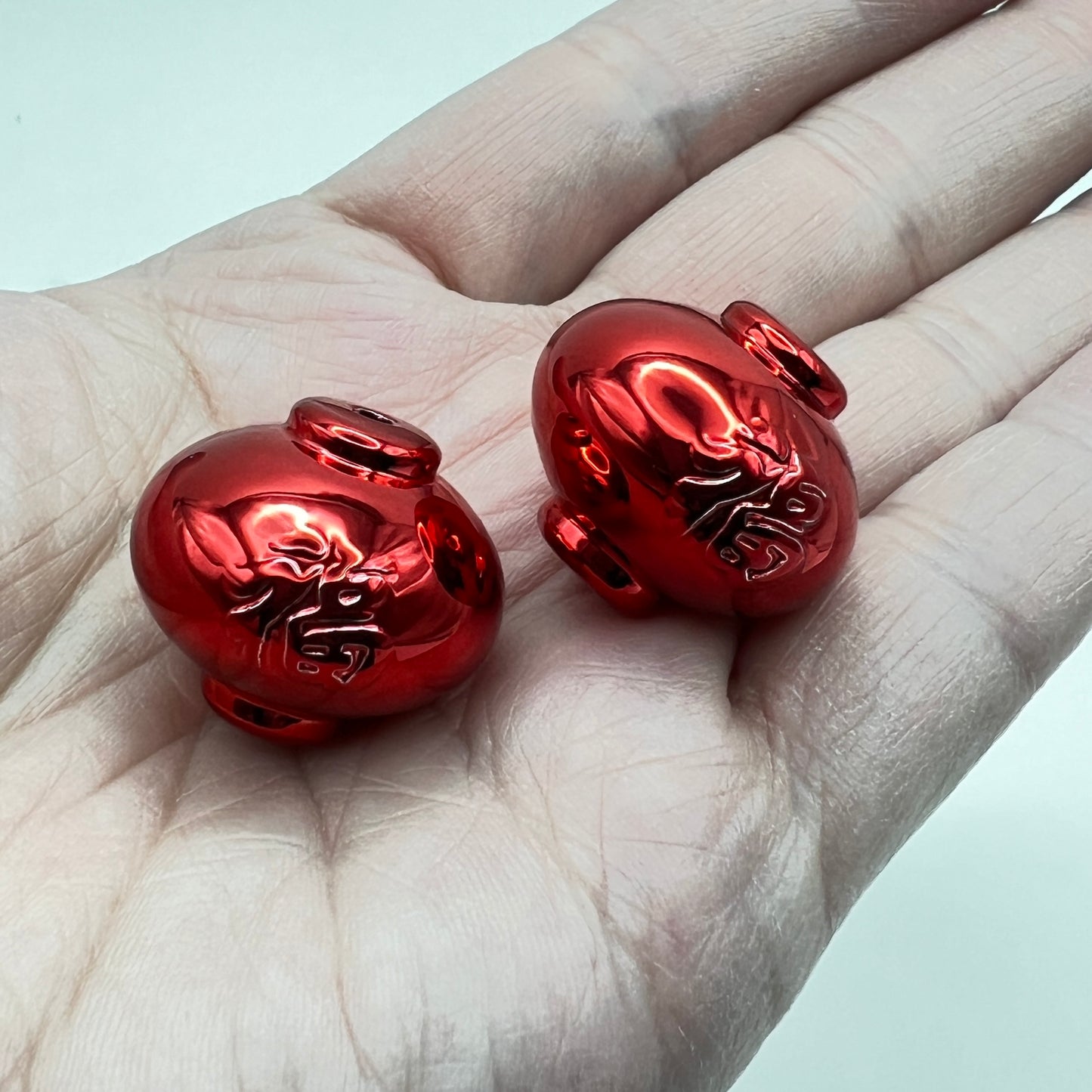 Happy Chinese Lantern Beads | Red Shiny Loose Beads Red | Acrylic | QTY: 5 pcs