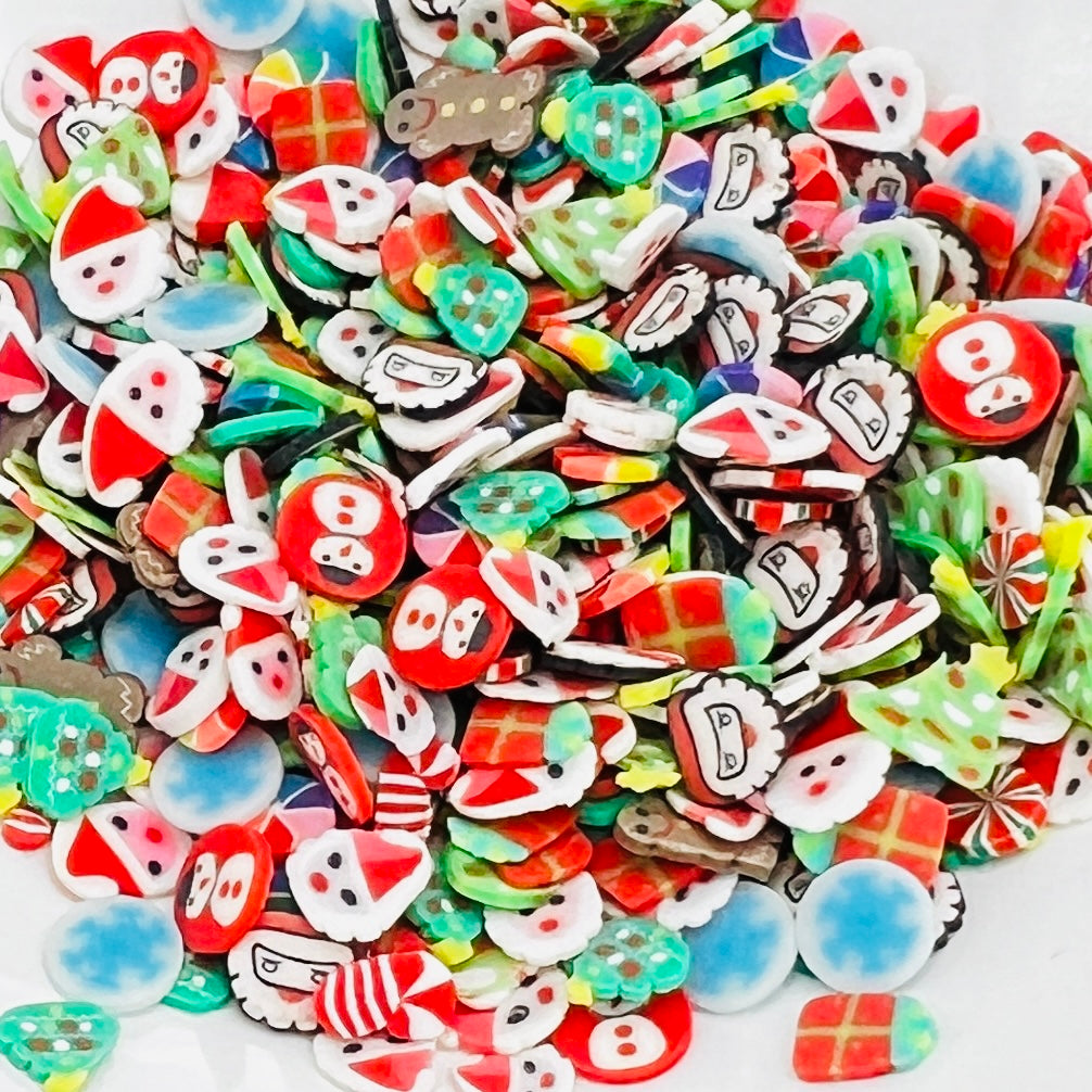 5-9mm Mini Christmas Themed Polymer Clay Slices, Thin Faux Sprinkles, Clay Confetti | QTY: 10 grams / 25 grams