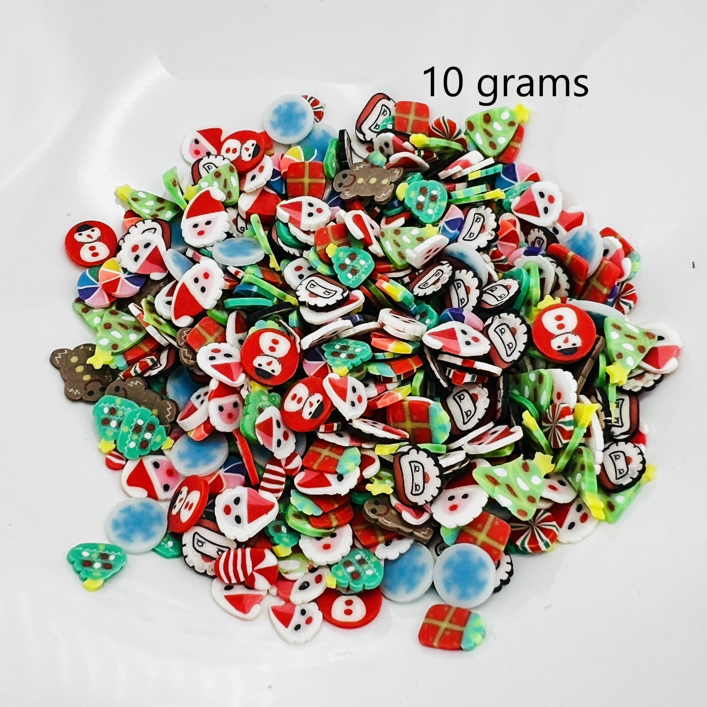 5-9mm Mini Christmas Themed Polymer Clay Slices, Thin Faux Sprinkles, Clay Confetti | QTY: 10 grams / 25 grams