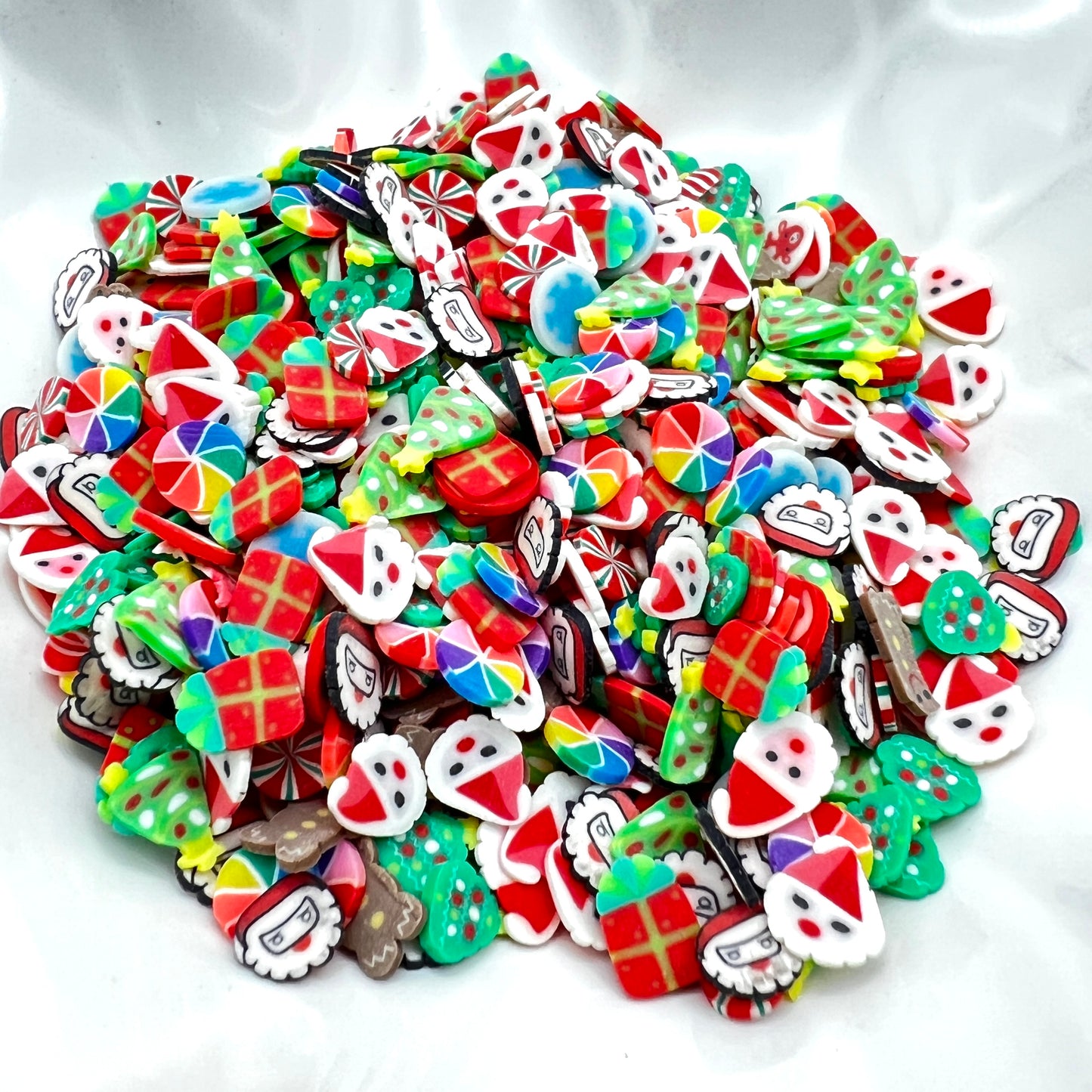 5-9mm Mini Christmas Themed Polymer Clay Slices, Thin Faux Sprinkles, Clay Confetti | QTY: 10 grams / 25 grams