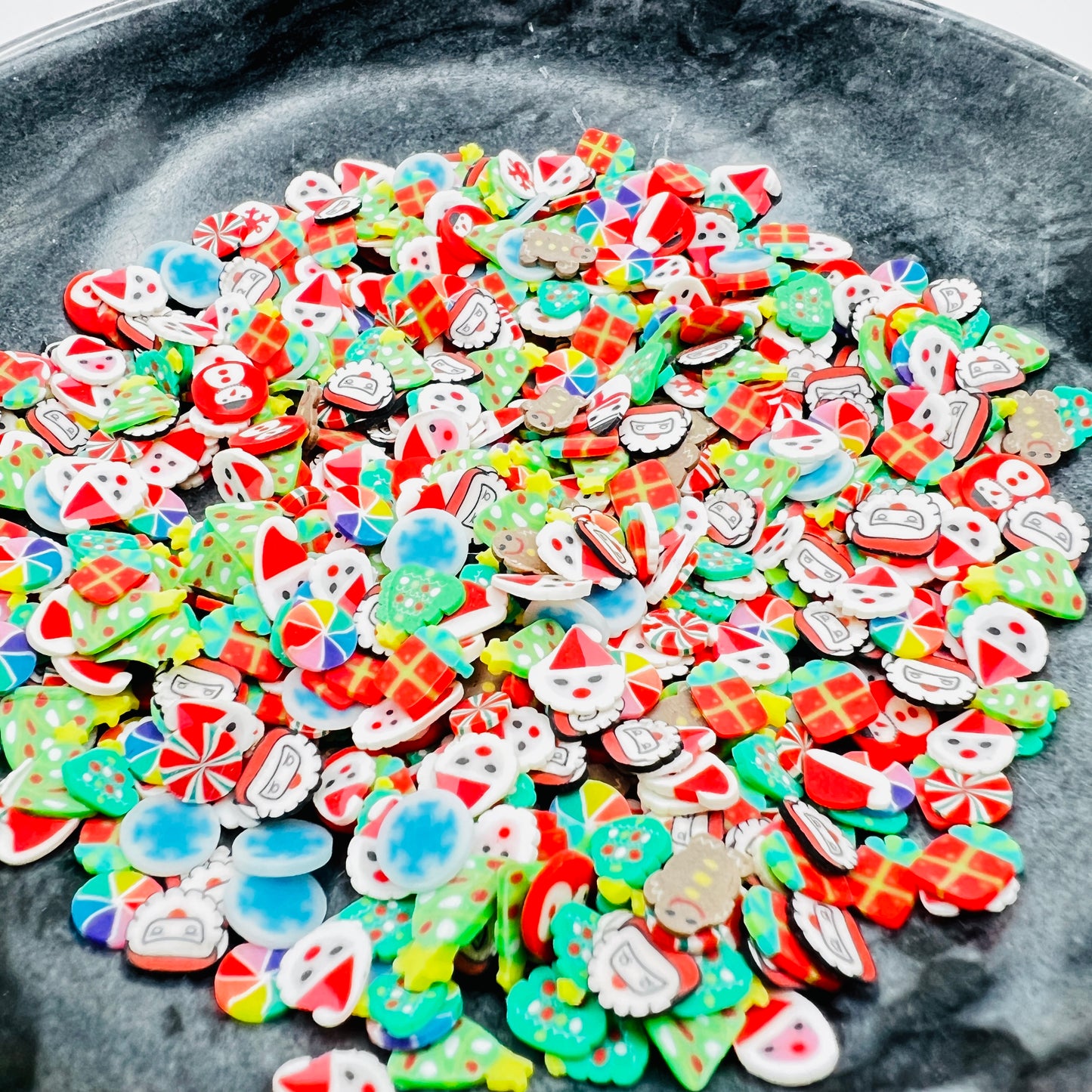 5-9mm Mini Christmas Themed Polymer Clay Slices, Thin Faux Sprinkles, Clay Confetti | QTY: 10 grams / 25 grams