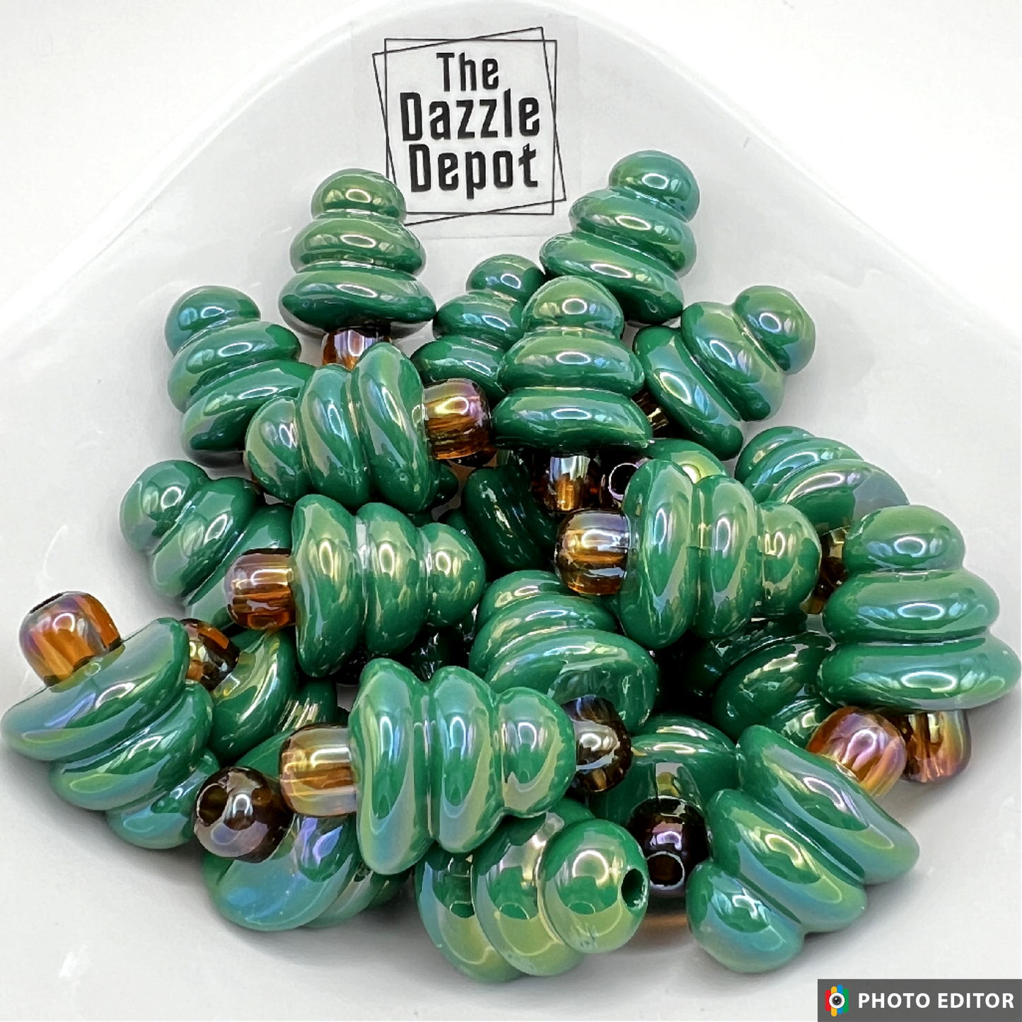 29mm Christmas Tree Beads | 3D Chunky Beads for Pens & Jewelry | Acrylic | QTY: 4 beads