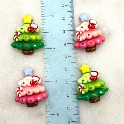 Christmas Tree Shaped Holiday Charms | Christmas Flatback Charms, Decoden Charms | Kawaii Resin Flat Back Cabochons | QTY: 5/10 pieces