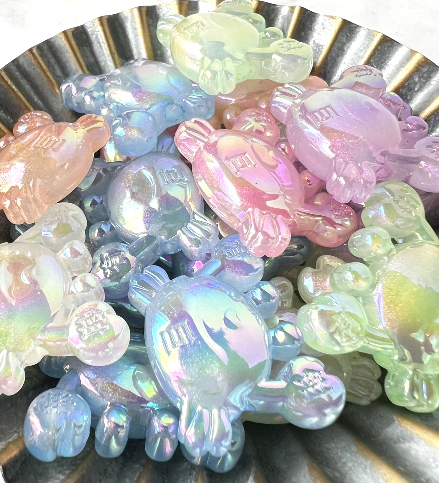 30mm x 22mm Pastel Crab Beads for Jewelry & Pens | Iridescent Acrylic | QTY: 5 beads (assorted)