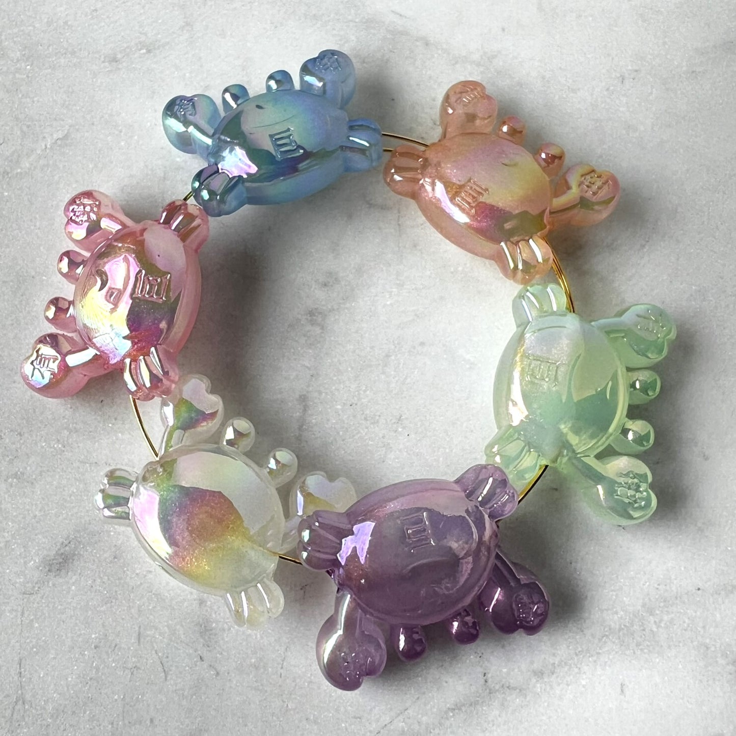 30mm x 22mm Pastel Crab Beads for Jewelry & Pens | Iridescent Acrylic | QTY: 5 beads (assorted)