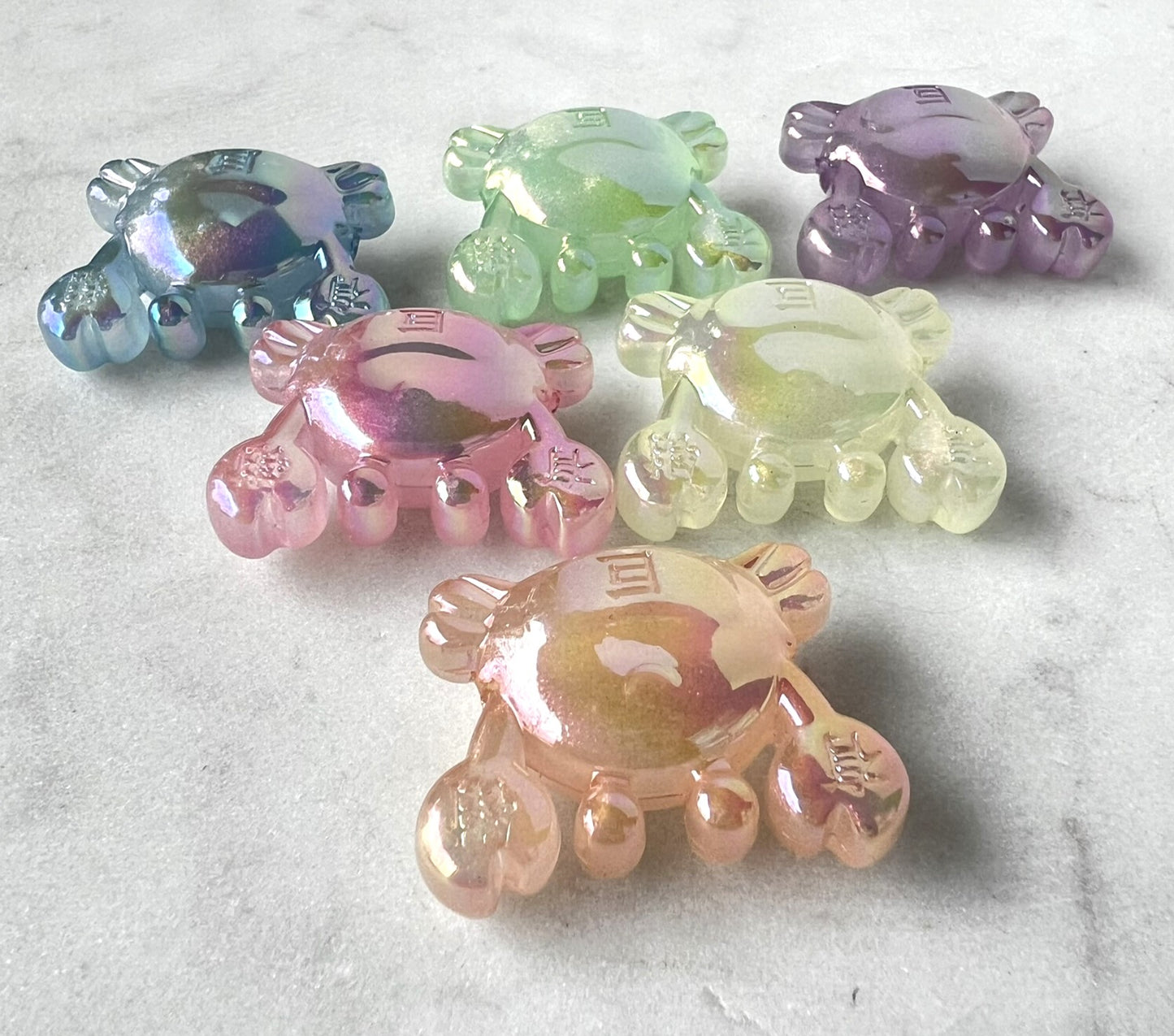 30mm x 22mm Pastel Crab Beads for Jewelry & Pens | Iridescent Acrylic | QTY: 5 beads (assorted)