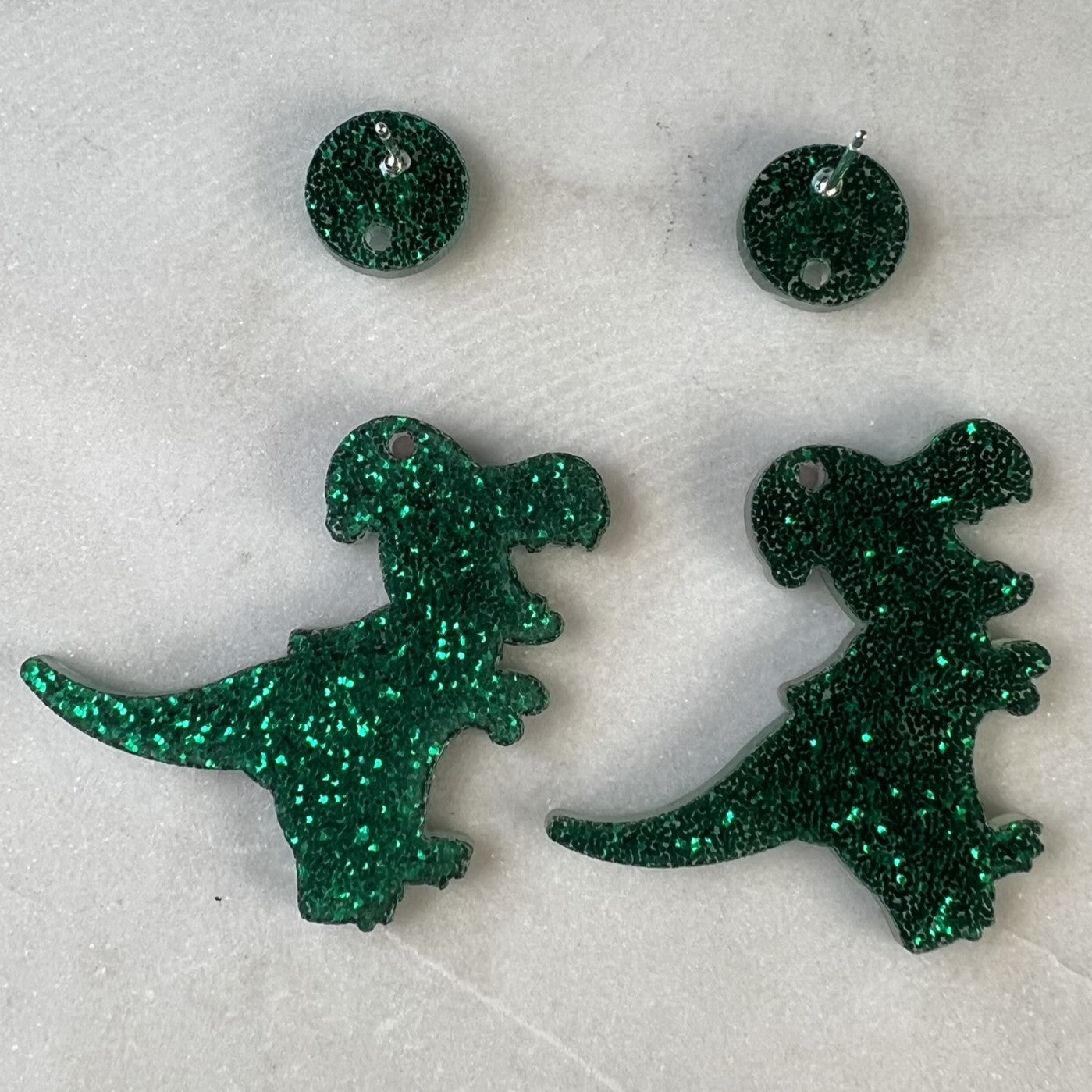 Dinosaur Santa Hat Christmas Earring Blanks, DIY Jewelry Supplies, READ DESCRIPTION | Acrylic | QTY: 1 pair of earring blanks - The Dazzle Depot