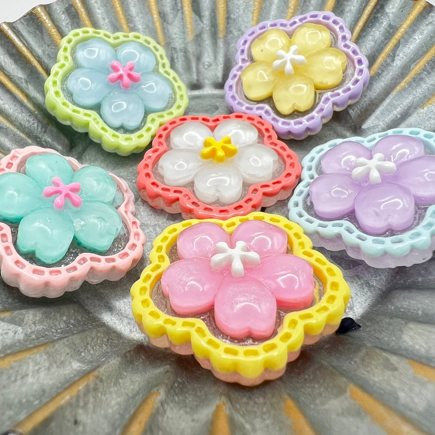 Mixed Color Jelly Floral Flat Back Charms for DIY Craft Charm Projects and Decoden | Kawaii Resin Flower Flat Back Cabochons | QTY: 15 charms