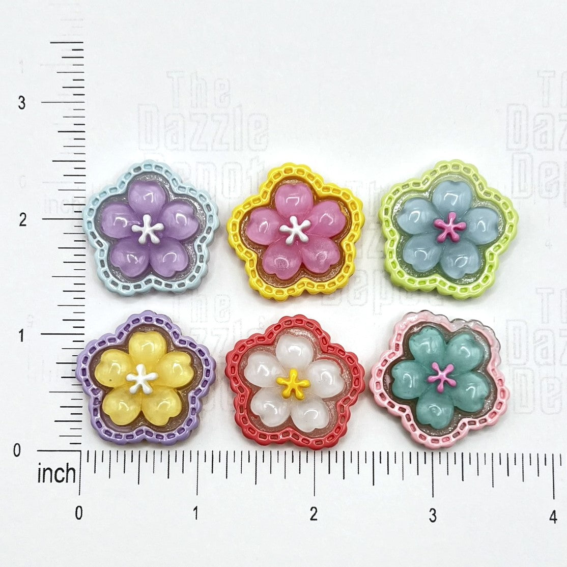 Mixed Color Jelly Floral Flat Back Charms for DIY Craft Charm Projects and Decoden | Kawaii Resin Flower Flat Back Cabochons | QTY: 15 charms