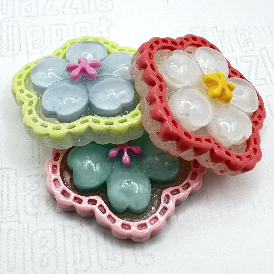 Mixed Color Jelly Floral Flat Back Charms for DIY Craft Charm Projects and Decoden | Kawaii Resin Flower Flat Back Cabochons | QTY: 15 charms