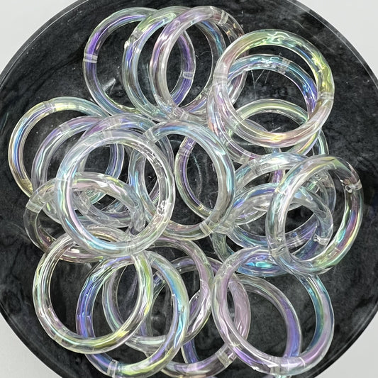 34mm AB Iridescent Clear Round Frame Beads for Beadable Pens & Keychains | Acrylic | QTY: 10 pieces