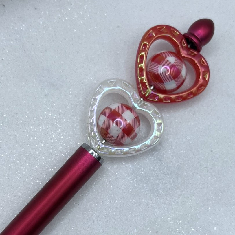 Iridescent Heart Shaped Bead Frames for Beadable Pens & Keychains | 28x30mm Acrylic | QTY: 10 pieces