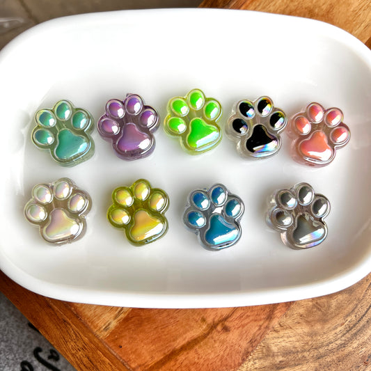 Large Paw Shaped Beads | Animal Paw Beads  | 26x26mm Acrylic | QTY: 3 pieces