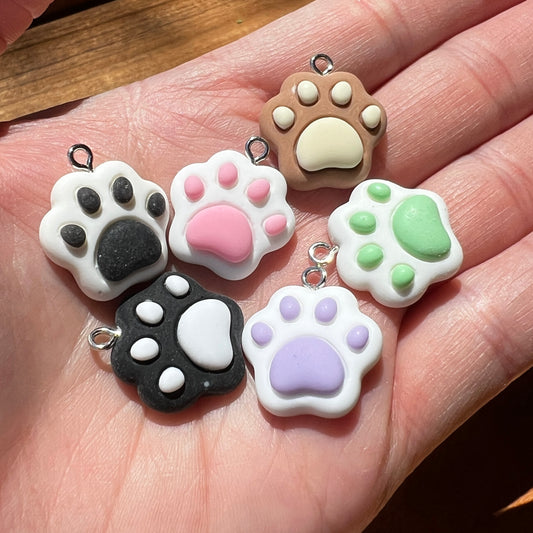 Paw Shaped Pendant Charms for DIY Bracelets, Keychains, Jewelry | Matte Resin | QTY: 10pcs