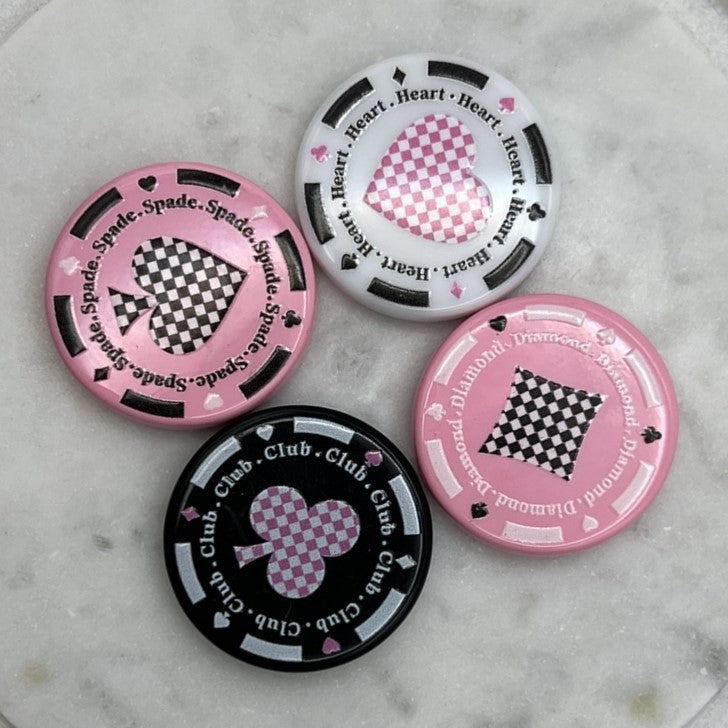 Poker Chip Beads Casino Theme Beads | 31mm Acrylic | QTY: 4 beads