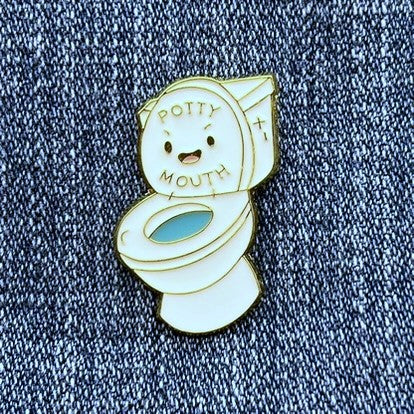 POTTY MOUTH Toilet Shaped Pin Lapel Badge Funny Pin for Clothes and Hats | Metal Enamel | QTY: 1 pin - The Dazzle Depot