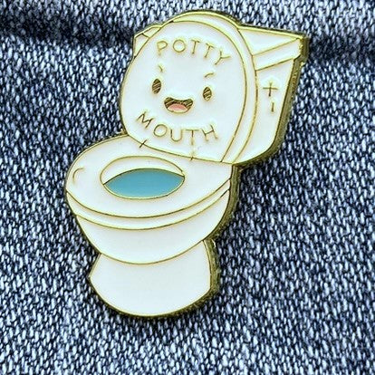 POTTY MOUTH Toilet Shaped Pin Lapel Badge Funny Pin for Clothes and Hats | Metal Enamel | QTY: 1 pin - The Dazzle Depot