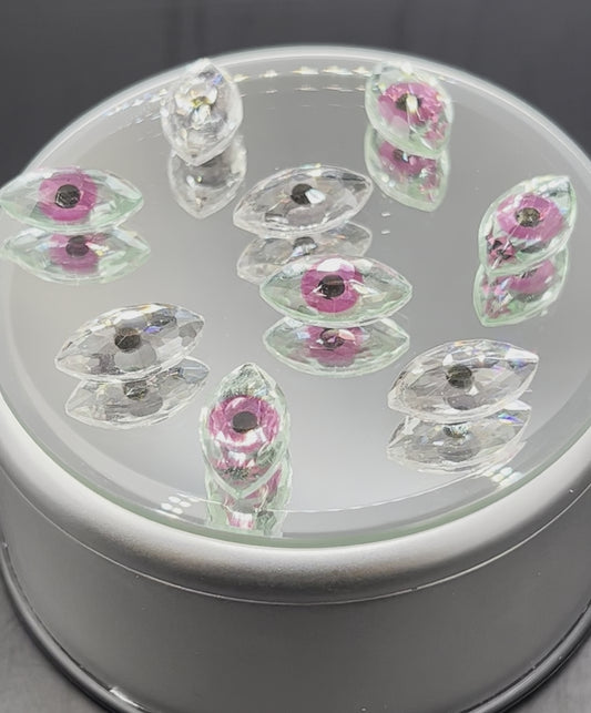 Crystal Eye Shaped Cabochon for Jewelry & Crafts | 18mm x 10mm Perfect for HALLOWEEN | QTY: 2 pieces