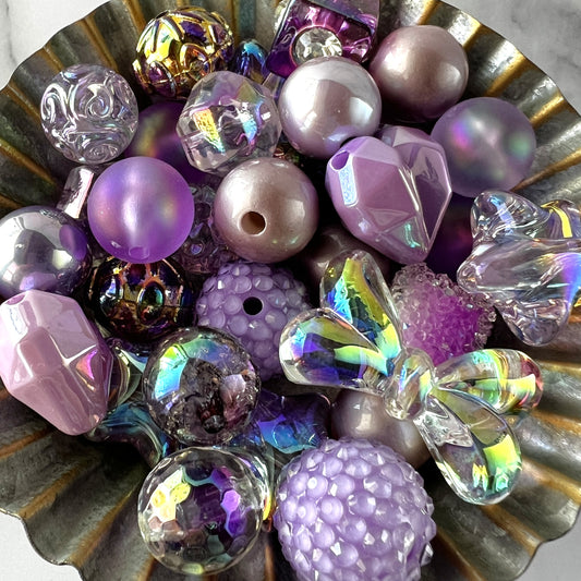 Purple Bead Mix | DIY Jewelry Beads | Mixed Colors, Sizes & Shapes | Acrylic Bead Soup | QTY: 1.5 ounces (by weight)
