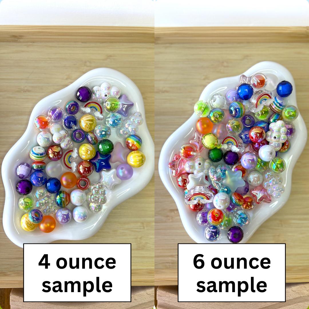 Colorful Rainbow Bead Mix for Jewelry and Beaded Pens - Bead Scoops | Acrylic | QTY: 4 or 6 ounces