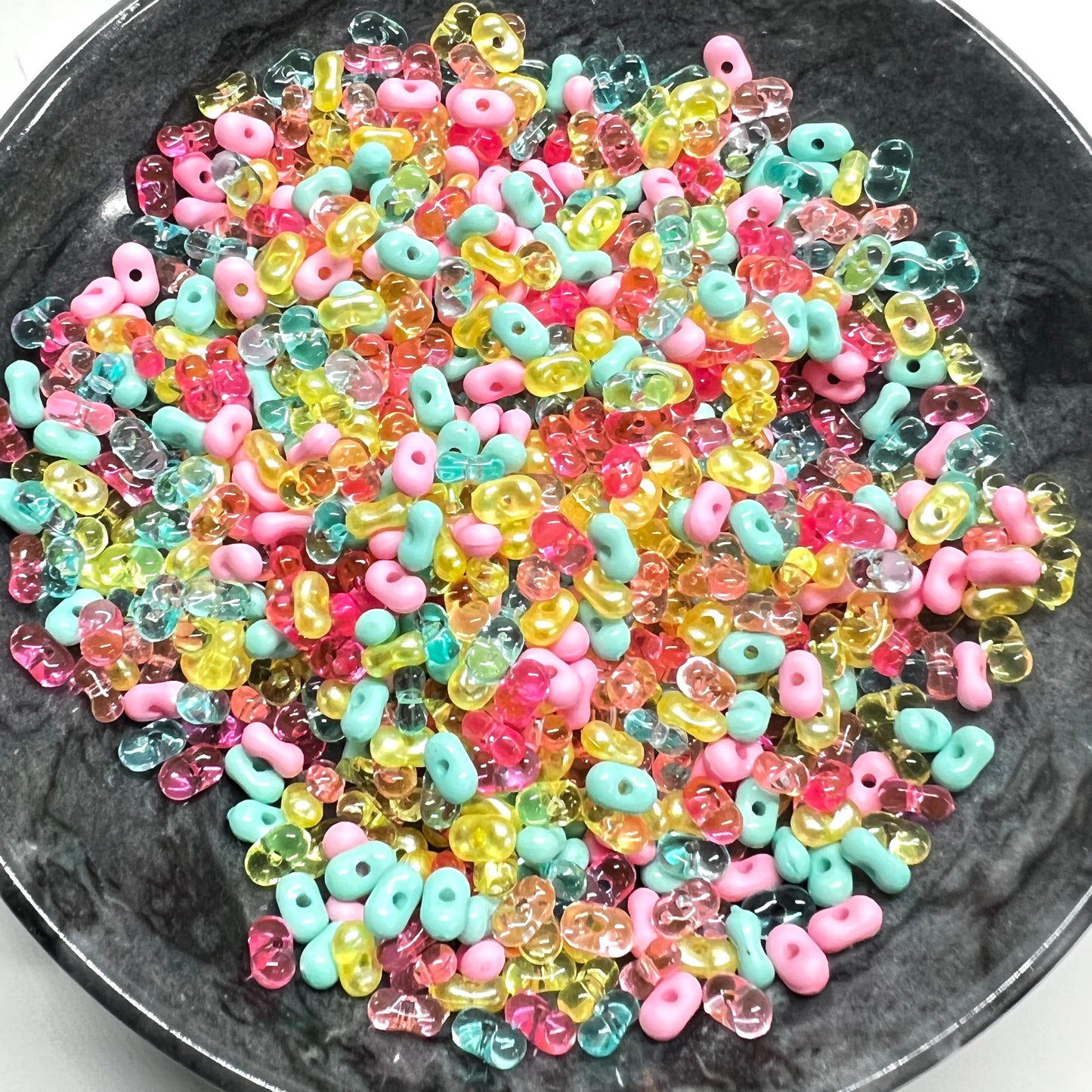 Retro Colors Peanut Seed Bead Mix | 4mm x 6mm Acrylic Beads | Acrylic Farfalle Beads | QTY: 25 grams