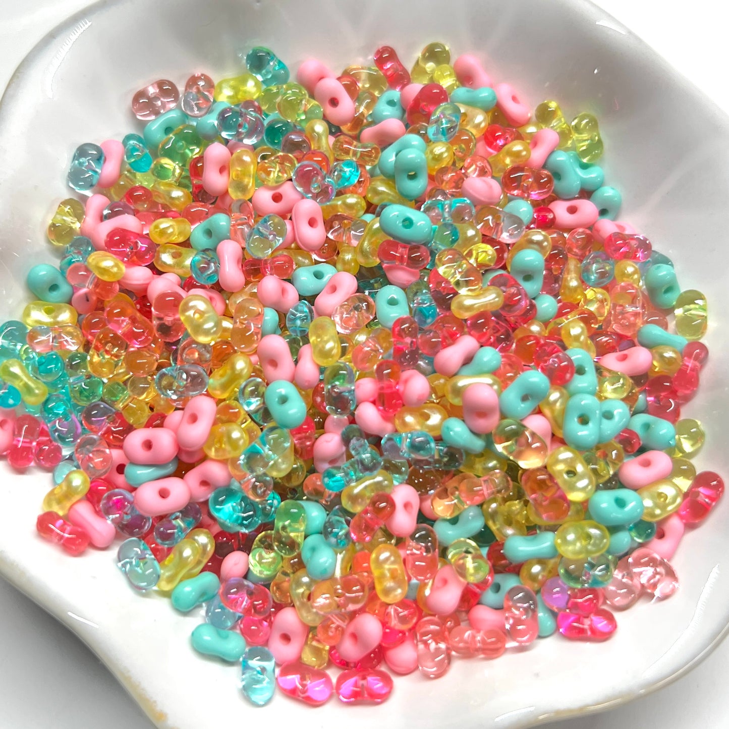 Retro Colors Peanut Seed Bead Mix | 4mm x 6mm Acrylic Beads | Acrylic Farfalle Beads | QTY: 25 grams