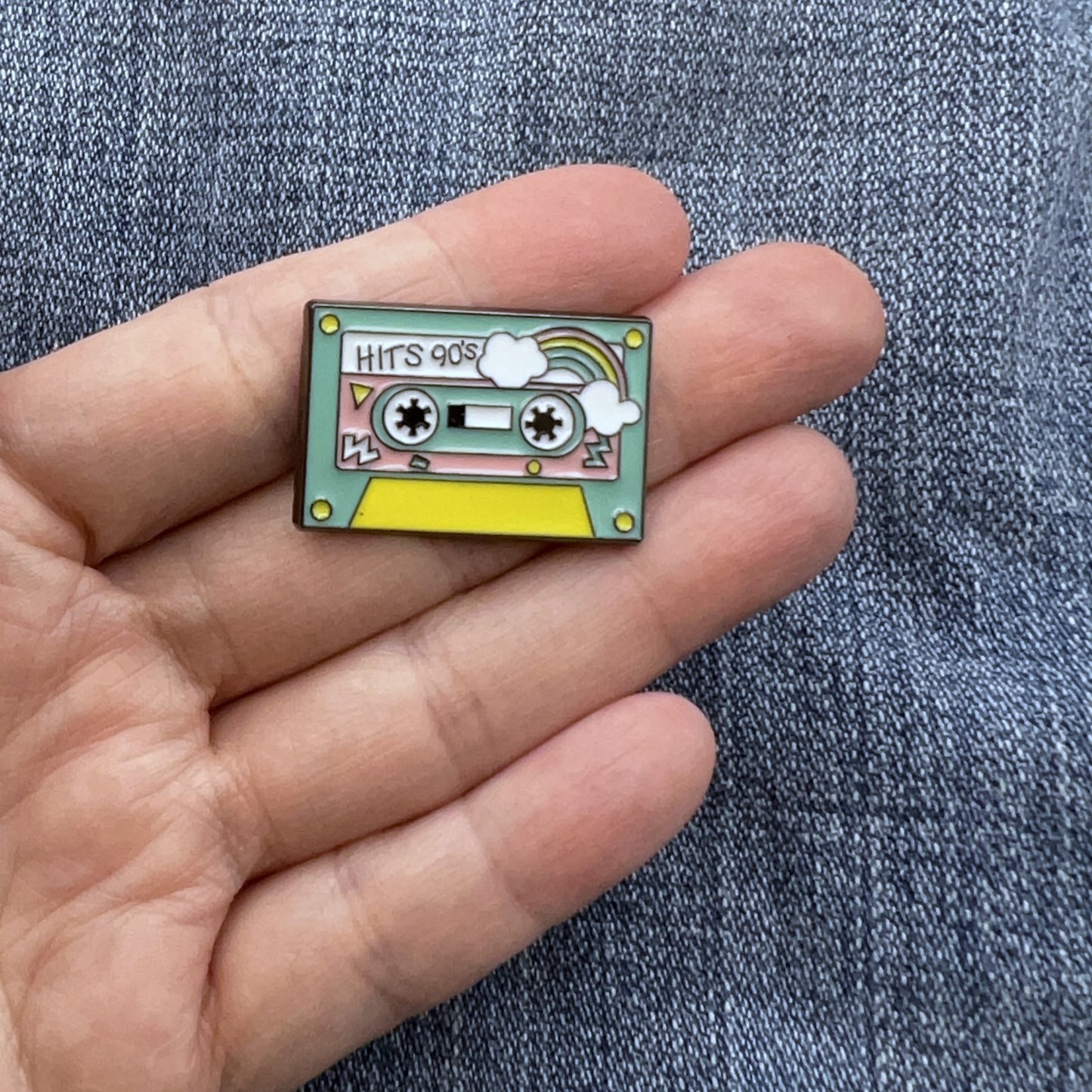 90'S CASSETTE TAPE Shaped Pin Lapel Badge Funny Pin for Clothes and Hats | Metal Enamel | QTY: 1 pin - The Dazzle Depot