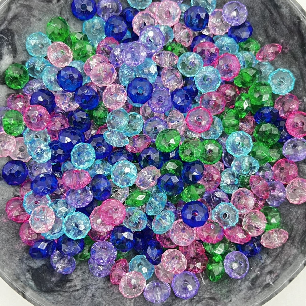 8mm Colorful Transparent Faceted Rondelle Spacer Beads For Jewelry & Crafts | Multi Color Acrylic | QTY: 100/200