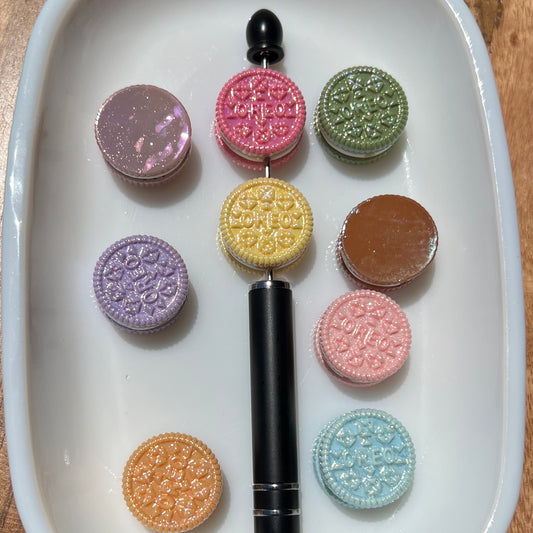 Mini Cookie Beads, Popular Sandwich Cookie Charm Beads | Colorful Beads  | Acrylic | QTY: 4 pieces