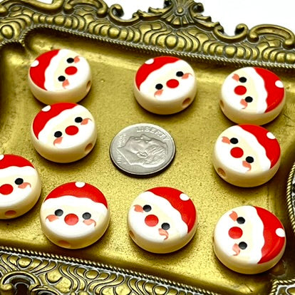 Santa Claus Circle Beads for Jewelry and Pens | Acrylic Beads | QTY: 10 beads - The Dazzle Depot