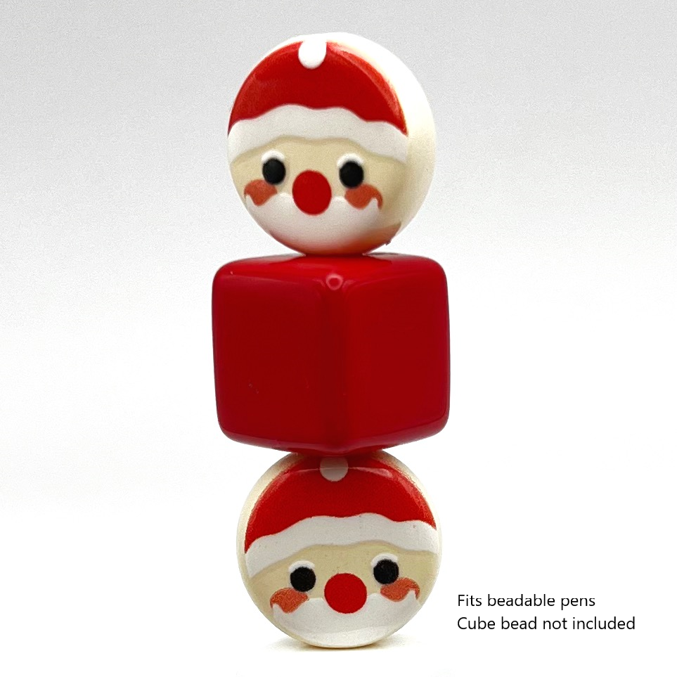 Santa Claus Circle Beads for Jewelry and Pens | Acrylic Beads | QTY: 10 beads - The Dazzle Depot