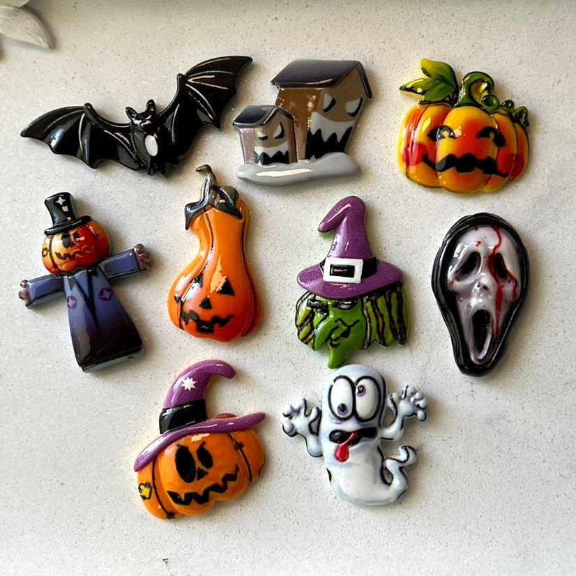 Spooky HALLOWEEN MIX Charms, Glossy Flatback Charms | Decoden Resin Cabochons | QTY: 10/20 charms