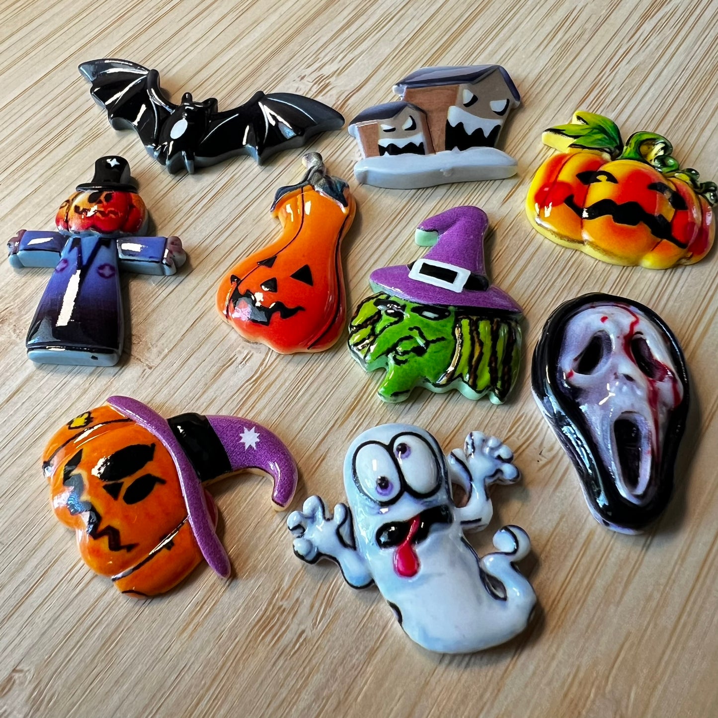 Spooky HALLOWEEN MIX Charms, Glossy Flatback Charms | Decoden Resin Cabochons | QTY: 10/20 charms