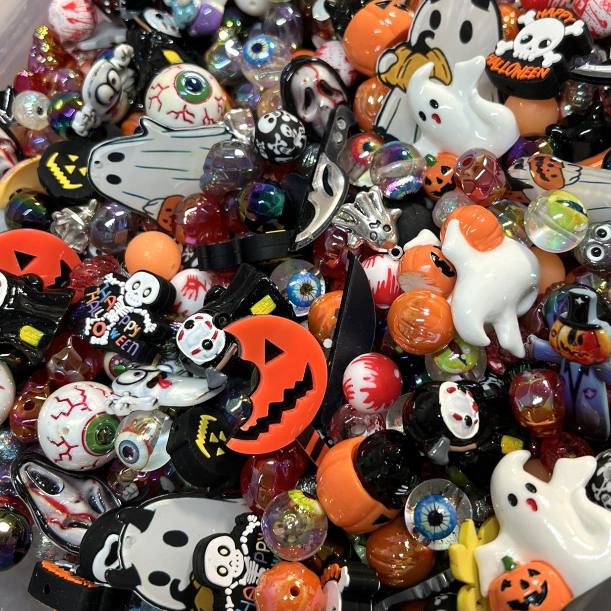 Ultimate Spooky Craft Charm & Silicone and Acrylic Bead Mega Mix **PLEASE READ DESCRIPTION** | Silicone, Acrylic, Resin, Metal