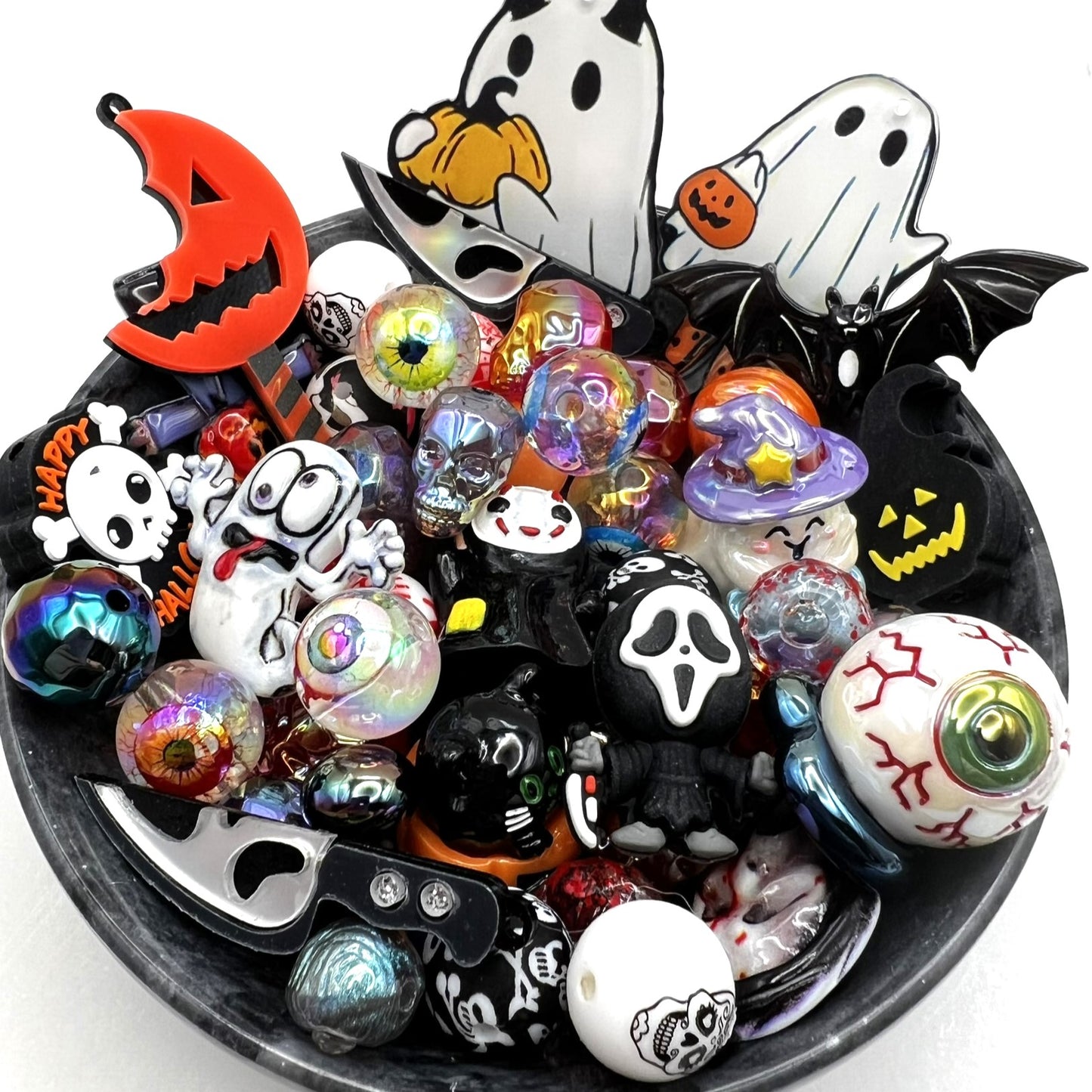 Ultimate Spooky Craft Charm & Silicone and Acrylic Bead Mega Mix **PLEASE READ DESCRIPTION** | Silicone, Acrylic, Resin, Metal